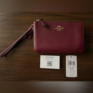 Coach Double Corner Zip Wristlet, New With Tags!